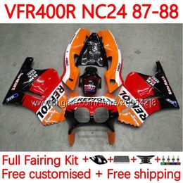 Body Kit For HONDA RVF400R VFR400 R NC24 V4 VFR400R 87-88 Bodywork 132No.0 RVF VFR 400 RVF400 R 400RR 87 88 VFR400RR VFR 400R 1987 1988 Motorcycle Fairing Repsol Orange