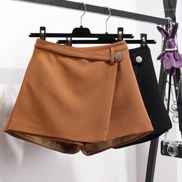 High Waist Shorts Women 2022 Summer Skirts Fashion Casual Loose Culottes Black/Khaki For Woman Saia Women's