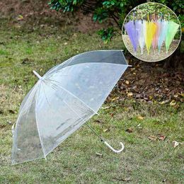 Transparent Umbrellas Clear PVC Umbrellas Long Handle 6 Colours Umbrella Rainproof 200pcs DAC474
