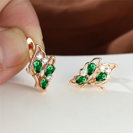 Hoop & Huggie Dainty Female Green Zircon Butterfly Earrings Cute Gold Colour For Women Luxury Crystal Hollow Wedding EarringsHoop