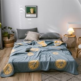 Lemon quilts thread blanket soft 6 layer Gauze summer blanket 100% cotton quilt 150200cm bed cover new Jacquard bedspread T200901