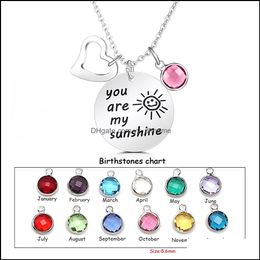 Pendant Necklaces Pendants Jewellery High Quality Engraved Letters Necklace You Are My Sunshine Birthstone Pearl Charms Heart For Women Diy