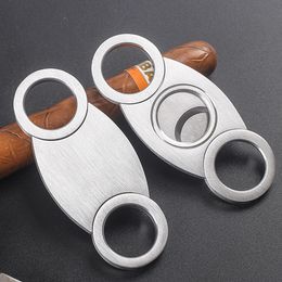 Factory Supply cover 8-shaped cigar cutter Scissors portable stainless steel cigar knife double-edged cigar opening accessories