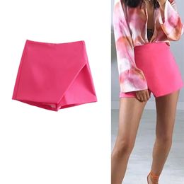 TRAF Women's Pink Shorts Women High Waist Short Pants Woman Summer Green Fashion Casual Baggy Y2K Culottes 220509