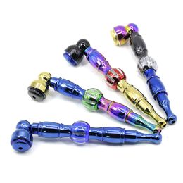 115mm Colourful Zinc Alloy Smoking Pipes Portable Metal Smoke Pipe Herb Cigarette Holder Tobacco Smoke Mouthpiece Birthday Gift ZL1156