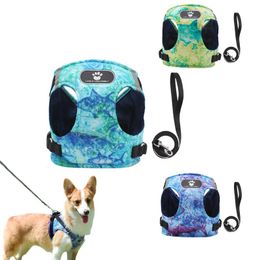 Dog Collars & Leashes Marine Print Puppy Chest Strap Breathable Off-load Vest Style Small And Medium-sized Cat Traction Rope StrapDog