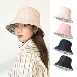 Fashion Sun Hat Summer Casual Girly Bucket Hats Women Outdoor Travel Fisherman Cap Ladies Floral Cotton Polyester Sun Protection