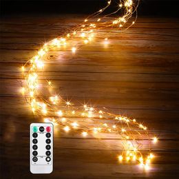 Strings LED String Fairy Lights 8 Mode Battery Starry Firefly Moon Watering Can Light For Party Plants Tree Vines DecorationLED