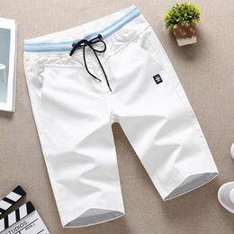 Men's Shorts Casual Men 2022 Elastic Waist Knee Length Cuffed Pure Colour Beach Clothes Bottoms Breath Plus SizeMen's