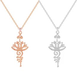 Pendant Necklaces Vintage Simple Mandala Hollow Lotus Flower For Women Girls Charm Leather Chain Amulet Lucky Yoga JewelryPendant