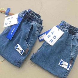 Ader Error Blue Patch Jeans Men Women High Quality Drawstring error Denim Pants Fashion Cowboy Slim Fit Jean 210420