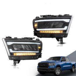 For Dodge RAM 1500 2019-UP Headlight Modified RAM DRL Daytime Running Lights LED Front Lamp Turn Signal Dynamic Assembly