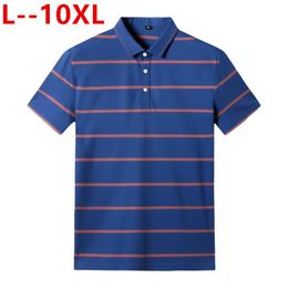 Men's Polos Striped Plus 5xl 8xl 6xl Mens Comfortable Summer Short-sleeve Business Shirts Casual Men Clothes DropMen's Men'sMen's