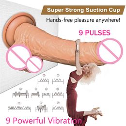 9 Vibration Penis Dildo Remote Control Masturbator Silicone Huge Big Realistic Men Anal sexy Toys Gode For Women SHD-S206