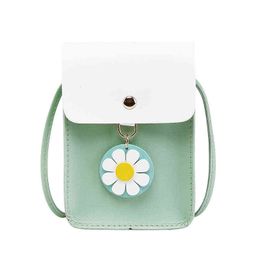 Women's mobile phone zero wallet Korean flower shoulder bag fashion simple diagonal bag small bag 000 004