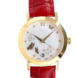 Fashion Mechanical Women's Watch 35mm 8215 Movement Sapphire Glass Mirror Leather Strap Sports Waterproof Butterfly Literal Shell Bottom luxury watches watchs