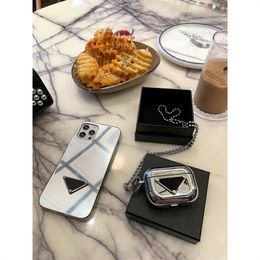 Earphone Accessories Brand Designers EarphoneCase Headphone Cushions For Airpods1 2 3 Pro With Chain And Triangle Shape Popular Luxury Headphone Case Bluetooth He
