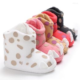 Boots Soft Coral Fleece Winter Baby Cute Dot Animal Paws Girl Shoes Infant Anti-slip Toddler Girls Snow BootiesBootsBoots