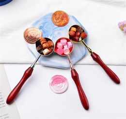 Factory Craft Tools Sealing Wax Spoon Seal Stamp Metal Melting Spoons Wooden Handle DIY Craft Supplies