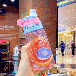 Kids Water Sippy Bottles Creative Cartoon Baby Feeding Cups with Straws Leakproof Outdoor Portable Children's Cups XHJ121