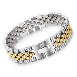 10mm 15mm Gold Silver Stainless Steel watch strap Chain Link Bracelet Bangle for Women Men Couple Punk Rock Hiphop Bike Biker Watchband Bracelets Jewelry