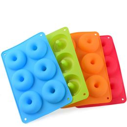 6 Holes Silicone Donut Baking Moulds Pan Non-Stick Baking Pastry Chocolate Cake Dessert DIY Decoration Tools Bagels Muffins Donuts Maker