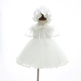 Girl's Dresses Baby Girl Birthday Outfits Infant Party With Hat For Baptism 2022 Born Christening Gown Toddler Girls Clothes