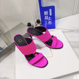 Designer America new letter heel Retro High Heels Sandals fashion women's real leather sandals banquet shopping beach sho