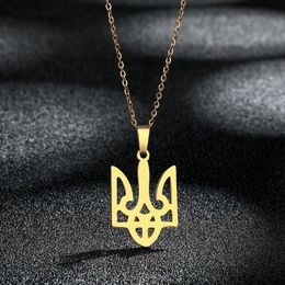 Pendant Necklaces Stainless Steel National Symbols Of Ukraine Necklace For Men Women Tryzub Ukrainian Solidarity Choker JewelryPendant