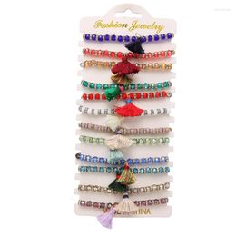 Charm Bracelets Pcs/Sets Colorful Crystal Acrylic Beaded Bracelet 2022 Fashion Retro Tassel String For Women Pulseras MujerCharm Lars22