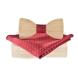 Bow Ties Men Business Wedding Suit Party 3D Carved Tie With Box Novelty Plaid Dot Handkerchief Bowtie Pocket Square Neck SetBow