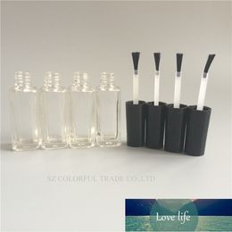 10pcs/lot Rectangle Glass Nail Polish Oil Bottles In Refillable High Quality Black Cap with Brush Cosmetic Glass Package
