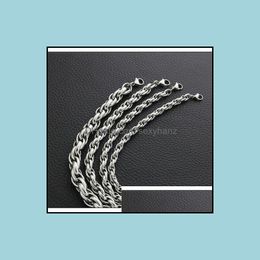 Chains Necklaces Pendants Jewellery 9Mm Sier Chain For Men Twist Titanium Steel Rope Necklace 20 - 32Inch Wholesale Drop Delivery 2021 Wpiqh
