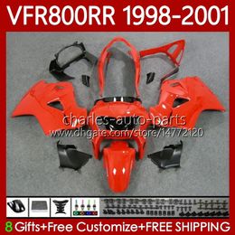 Fairings Kit For HONDA Interceptor VFR800RR VFR 800RR 800 CC RR VFR800 98 99 00 01 Body 128No.68 800CC VFR-800 RR 1998 1999 2000 2001 VFR800R 98-01 Light Red Bodywork