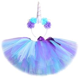 Purple Blue Turquoise Tutu Skirt for Baby Girls Kids Fluffy Tutus for Shoot Prop Birthday Costumes Toddler Girl Skirts Outfit 220423