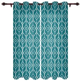 Curtain & Drapes Geometric Texture Graphic Teal Modern Window Curtains Living Room Bathroom Kitchen Household ProductsCurtain