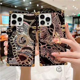 Fashion Designer Phone Cases For iPhone 14 Pro Max 13 12 11 Samsung Galaxy S22 Ultra A53 A33 A23 A32 5G Moto G Stylus 2022 TPU Acrylic 2 In 1 Square Shockproof Cover