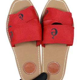 2022 The latest beach mules flat slippers progettista ladies alphabet fabric outdoor leather sole sandals 35-42 C65