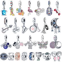 925 Sterling Silver Dangle Charm women pendant Jewellery Dalmatians charm clip Beads Bead Fit Pandora Charms Bracelet DIY Jewellery Accessories