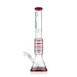 16.26-Inch Red Beaker Bong with Dome to Coil Percolator, 14mm Female Joint