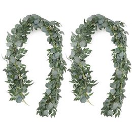 6.5 Feet Artificial Hanging Eucalyptus and Willow Vines Faux Garland Ivy for Wedding Backdrop Arch Wall Decor Table Runner Vine