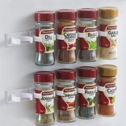 24PCS Kitchen Storage Clips Rack Wall Mount Spice Rack Seasoning Bottle Plastic Clip Cabinet Door Hooks Jar Spice Holder Tools 220727