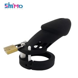 SMMQ Silicone Cock Ring CB6000 Male Chastity Cage Five Sizes For Testic Sex Toys Men Ball Stretcher Gay Shop 220704