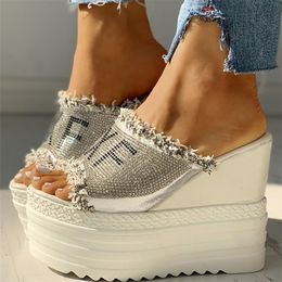 Tasia Est Drop Ship Crystals Wedges High Heels Leisure Summer Sandal Woman Shoe Platform Mules Slippers Y200423 GAI GAI GAI