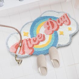 Carpets Message Bathroom Rug Fluffy Flocking English Word Entrance Carpet Area Floor Pad Tub Side Mat Doormat Aesthetic Home Room Decor