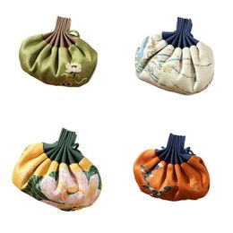 Gift Wrap Silk Embroidery Jewellery Storage Pouch Bag Drawstring Embroidered Incense Coin Lucky Brocade Small Cloth BagGift