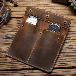 Watch Boxes Cases Genuine Leather Watch Box Bracelet Storage Bag Portable Travel Jewelry Leather Pouch Watch Pouch Bag Case for Men and Women 230206