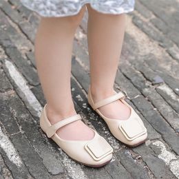 Spring Girls Single Childrens Softsoled Toddler Cute Baby Small Leather Square Buckle Kids Dress Shoes 220615