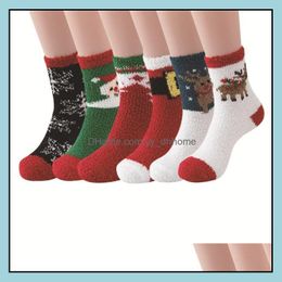 Christmas Decorations Festive Party Supplies Home Garden Elk Socks Thickened Coral Fleece Wholesale Floor Sock Chr Dhb2T