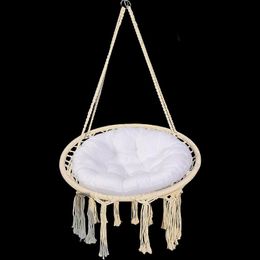 Camp Furniture High With Garden Hanging Chair Light Belt Cushion Woven Swing Household Single Hollow Cradle BasketCamp